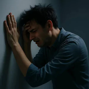 "تصویری نمادین از اختلال اضطراب، نمایش احساس نگرانی، استرس و تنش ذهنی، همراه با نشانههای جسمی و روانی این اختلال.