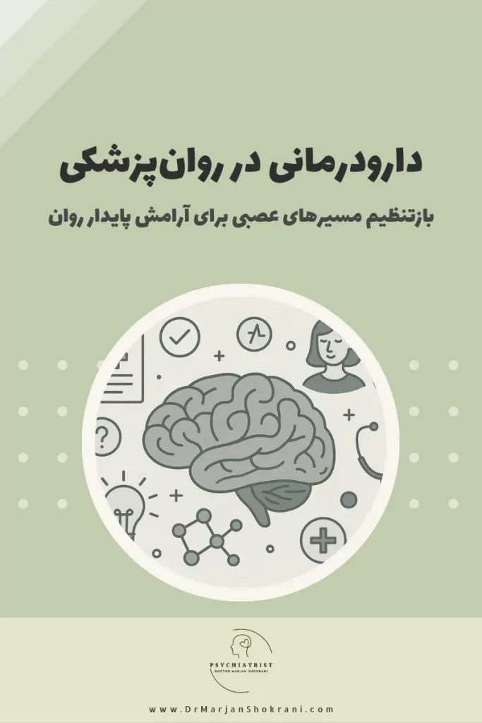 "تصویری از داروهای روان‌پزشکی، مانند داروهای ضدافسردگی، داروهای ضداضطراب یا داروهای ضد روان‌پریشی، که برای درمان اختلالات روانی و ذهنی تجویز می‌شوند. این تصویر نمایانگر دارودرمانی در روان‌پزشکی است که در آن از داروها برای کمک به مدیریت و کاهش علائم اختلالات روانی، بهبود کیفیت زندگی و تنظیم عملکرد مغز استفاده می‌شود."